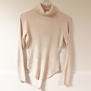 A&F Turtleneck Sweater Ribbed Bodysuit Soft A&F Collection in Cream size Large